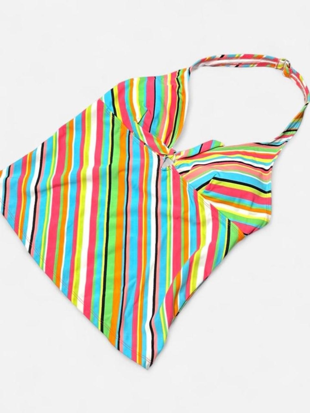 Vintage Y2K Tankini Top, by B.U.M, Striped Swim-ware, Size Large